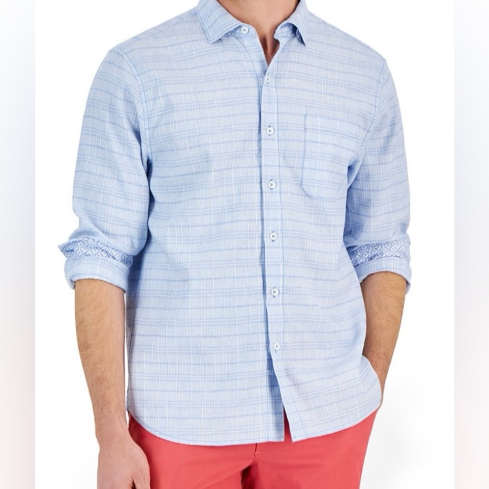 Tommy Bahama Men’s Barbados Breeze Plaid Button Front Long Sleeve Shirt